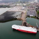 Vista aérea do porto de São Sebastião