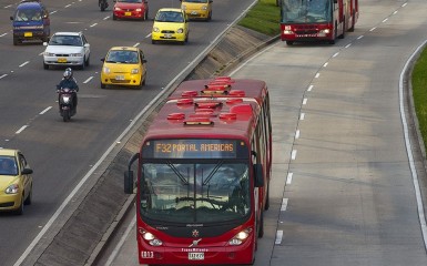 vista aérea do sistema BRT de Bogotá