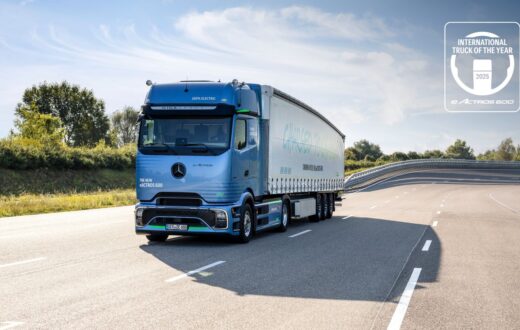 O Mercedes-Benz eActros 600, caminhão elétrico de bateria, foi eleito o “International Truck of The Year 2025” por jornalistas especializados de 24 países europeus